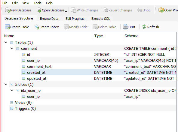 image for created database