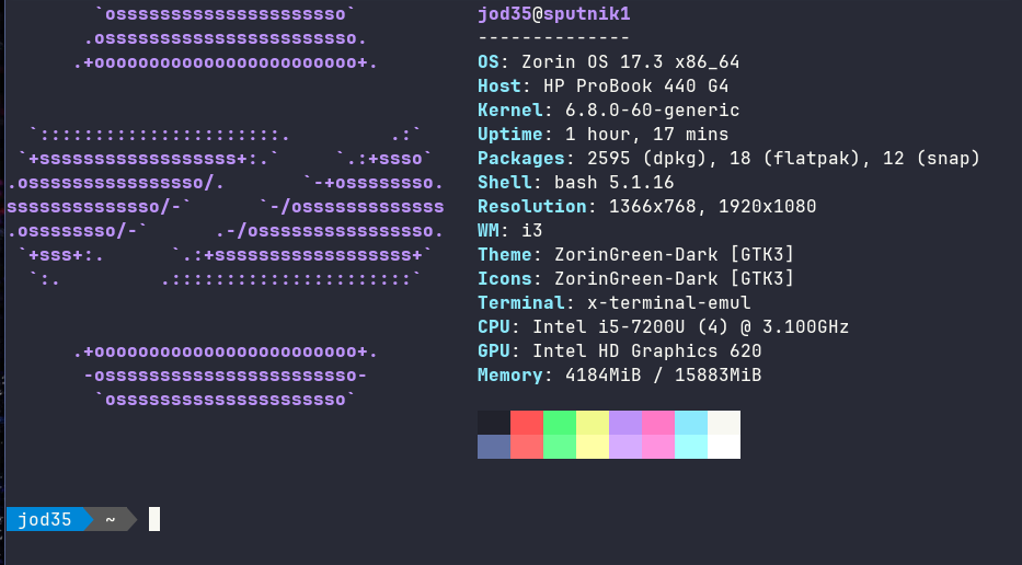 Neofetch showing my computer specs